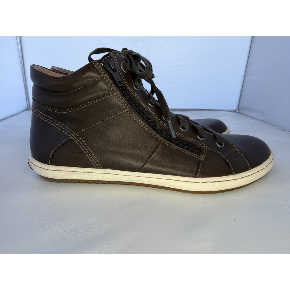 Taos Womens Brown Leather High Top Side Zip Sneakers SZ 9